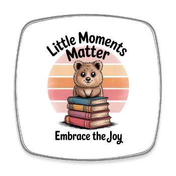 Kuoka reads books: Small Moments - Square fridge magnet - white - Front