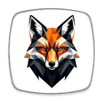 Geometrischer Fuchs Kopf - Viereckiger Kühlschrankmagnet - Weiß - Vorne