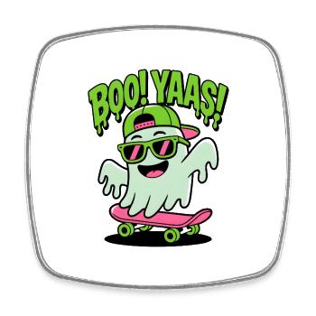 Skateboard Sprite BOO YAAS - Viereckiger Kühlschrankmagnet - Weiß - Vorne