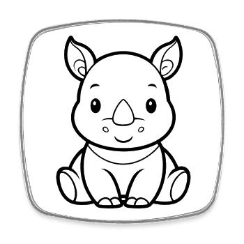 Baby-Nashorn - Viereckiger Kühlschrankmagnet - Weiß - Vorne