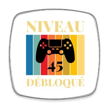 Niveau 45 Debloque T-Shirt Cadeau Humour - Magnet carré - blanc - Devant