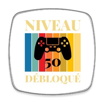 Niveau 50 Debloque T-Shirt Cadeau Humour - Magnet carré - blanc - Devant