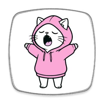 Cat in Hoodie - Square fridge magnet - white - Front