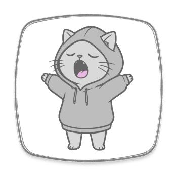 Katze im Hoodie - Viereckiger Kühlschrankmagnet - Weiß - Vorne