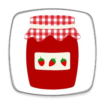 Strawberry Jam Jar Retro - Square fridge magnet - white - Front