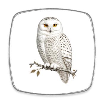 Nocturnal White Owl Bubo scandiacus - Square fridge magnet - white - Front