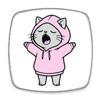 Sweat à capuche pour chat Bâillement fatigué Étirement Propriétaire de chat - Magnet carré - blanc - Devant