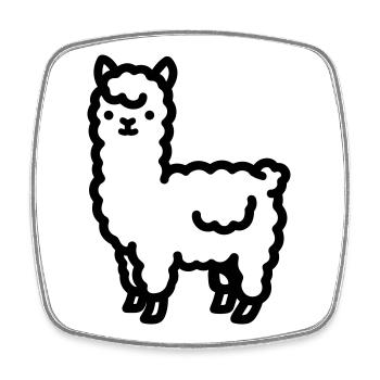 Alpaca - Square fridge magnet - white - Front