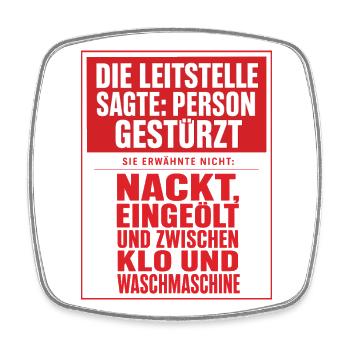 Nackt Zwischen Klo Und Waschmaschine - Viereckiger Kühlschrankmagnet - Weiß - Vorne
