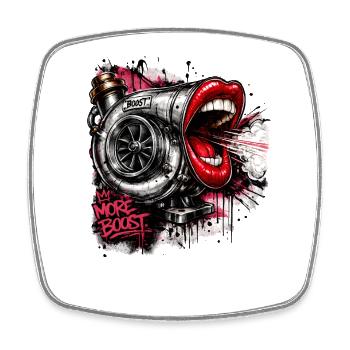 Turbo Boost Streetwear - Viereckiger Kühlschrankmagnet - Weiß - Vorne