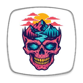 Skull Mountain Landscape - Square fridge magnet - white - Front