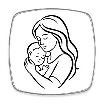 Mother Holding Child – Loving Mom Design - Square fridge magnet - white - Front