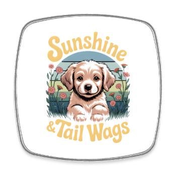 Sunshine and the Dog in the Garden - Square fridge magnet - white - Front