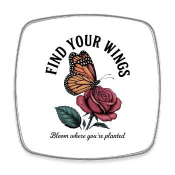 Butterfly over a rose: wings and flower - Square fridge magnet - white - Front