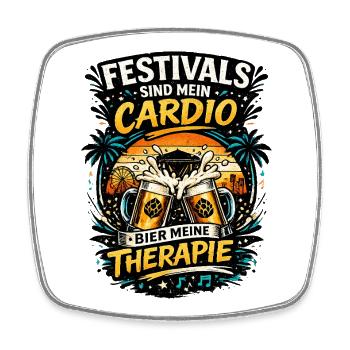 Festivals Cardio – Bier Therapie - Viereckiger Kühlschrankmagnet - Weiß - Vorne