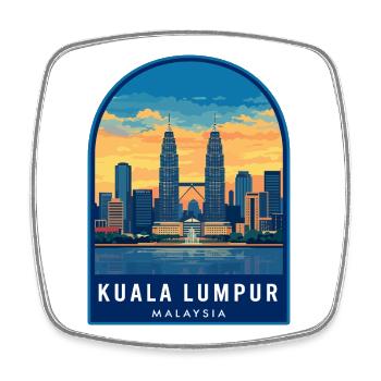Kuala Lumpur Malaysia Petronas Towers Sunset Abzeichen - Viereckiger Kühlschrankmagnet - Weiß - Vorne