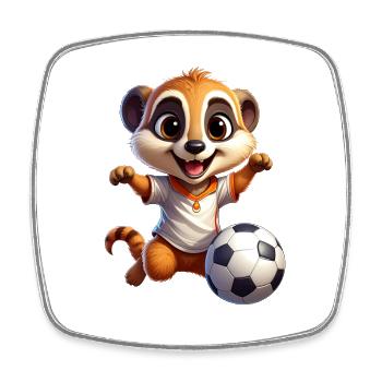 Mignonne suricate jouant au foot - Magnet carré - blanc - Devant
