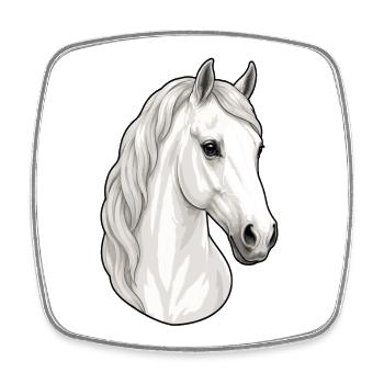 Portrait de cheval Lipizzan gris élégant - Magnet carré - blanc - Devant
