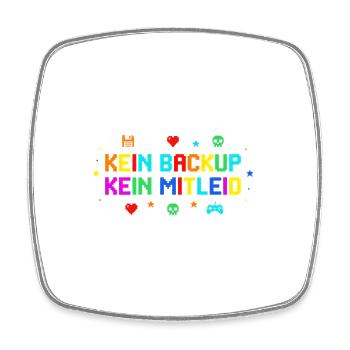 Kein Backup? Kein Mitleid! Retro Pixel Bunt - Viereckiger Kühlschrankmagnet - Weiß - Vorne