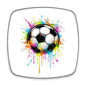 Ballon de Foot Splash Couleur | Style Graffiti - Magnet carré - blanc - Devant