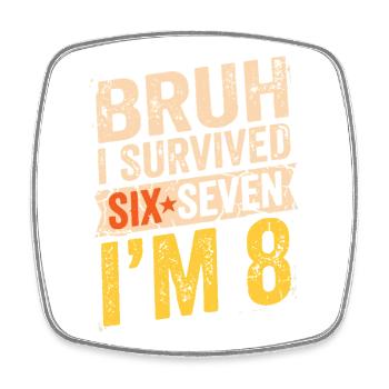 Birthday 8 Year Old Toddler Boy Funny Gift - Square fridge magnet - white - Front