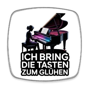 Ich bring die Tasten zum Glühen Klavier Pianistin - Viereckiger Kühlschrankmagnet - Weiß - Vorne