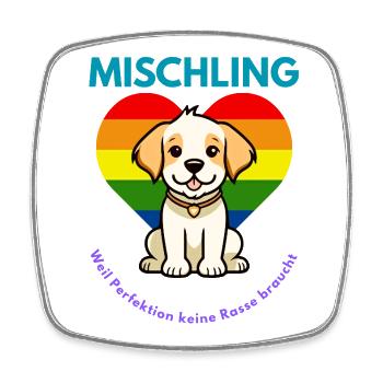 Mischling Design 4 - Viereckiger Kühlschrankmagnet - Weiß - Vorne