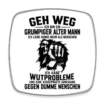 Grumpiger Alter Mann mit Wutproblemen - Viereckiger Kühlschrankmagnet - Weiß - Vorne