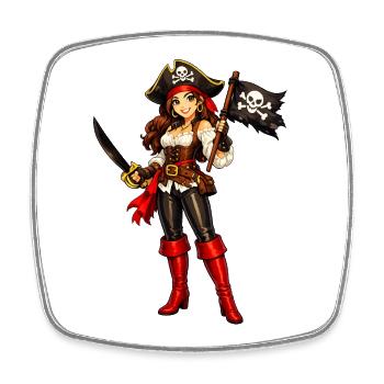 Pirate au sabre - Magnet carré - blanc - Devant