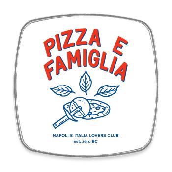 Pizza Famiglia - Viereckiger Kühlschrankmagnet - Weiß - Vorne