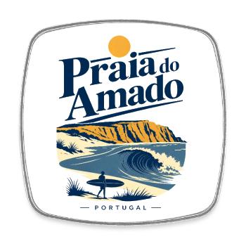 Praia do Amado Portugal Surf Beach Souvenir - Square fridge magnet - white - Front