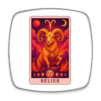 Tarot Bélier - Magnet carré - blanc - Devant