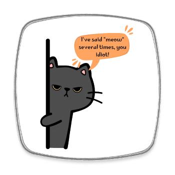 Chat sarcastique sur le fil - Magnet carré - blanc - Devant