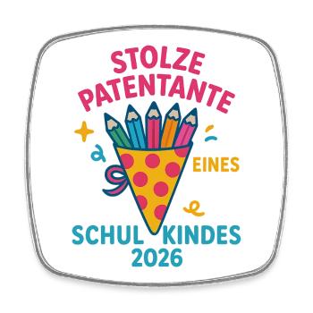 Stolze Patentante Schulkind 2026 - Viereckiger Kühlschrankmagnet - Weiß - Vorne