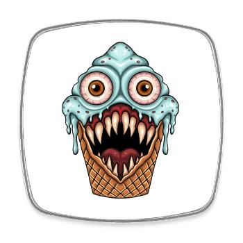 Glace monstre flippant et mignonne - Magnet carré - blanc - Devant