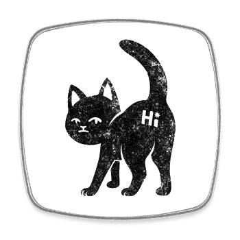 Hi-Cat – Freche Katze mit Attitüde - Viereckiger Kühlschrankmagnet - Weiß - Vorne