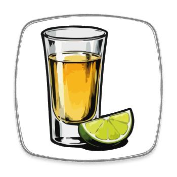 Tequila Glas - Viereckiger Kühlschrankmagnet - Weiß - Vorne