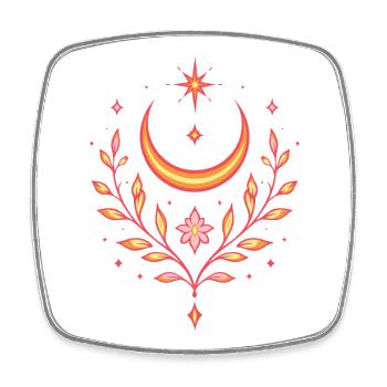 Lune de la Saint-Jean – Style d’été bohème - Magnet carré - blanc - Devant