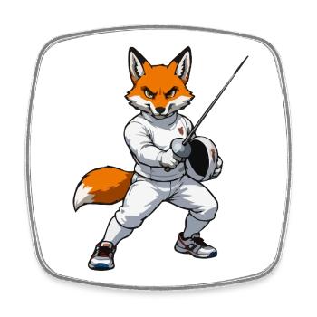 Escrimeur renard en costume blanc - Magnet carré - blanc - Devant