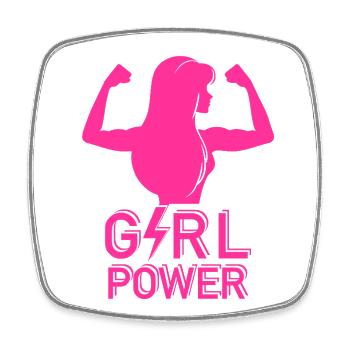 Silhouette néon GIRL POWER - Magnet carré - blanc - Devant