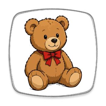 Teddy Bär mit roter Schleife - Viereckiger Kühlschrankmagnet - Weiß - Vorne