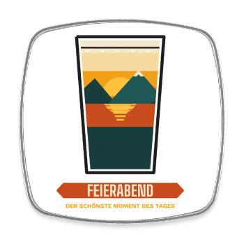 Feierabend im Glas – Sonnenuntergang - Viereckiger Kühlschrankmagnet - Weiß - Vorne