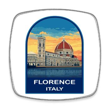Badge rétro de voyage Sunset de la cathédrale de Florence, Italie - Magnet carré - blanc - Devant