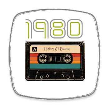 Neon 1980er Kassetten-Roadtrip - Viereckiger Kühlschrankmagnet - Weiß - Vorne