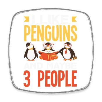 Pingouin mignon - Cadeau pour l’amoureux des manchots - Magnet carré - blanc - Devant