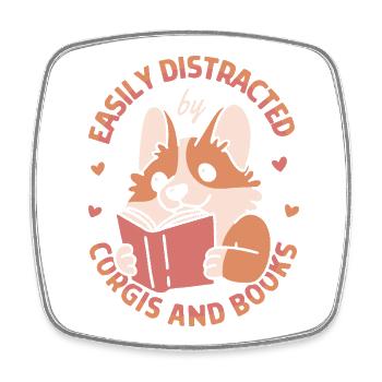 Leicht abgelenkt von Corgis und Büchern - Viereckiger Kühlschrankmagnet - Weiß - Vorne