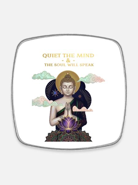 Mindfulness Buddha Inspirational Quote - Square fridge magnet - white