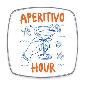 Aperitivo Hour Coastal Cocktail Mood - Square fridge magnet - white - Front