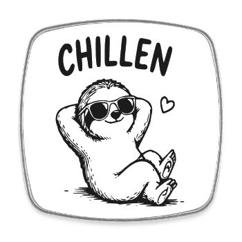 Chillen Faultier mit Sonnenbrille - Viereckiger Kühlschrankmagnet - Weiß - Vorne
