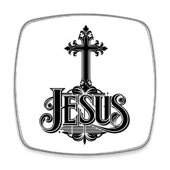 Croix de Jésus - Magnet carré - blanc - Devant